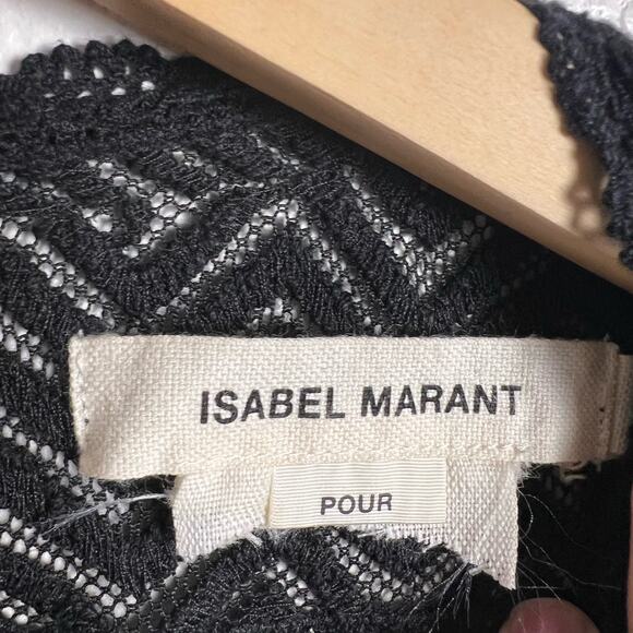 Isabel Marant x H&M Black Embroidered Lace Sheer Mesh Long Sleeve Tunic Top 4 - Picture 7 of 7